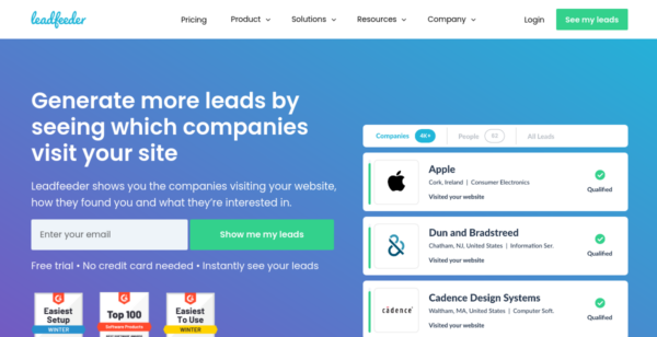 14 Days Free Trial at Leadfeeder